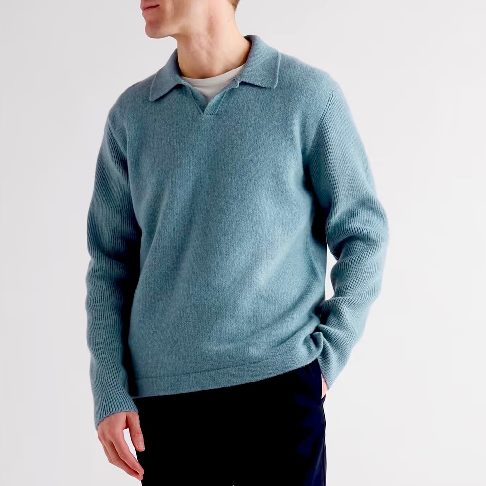 Mr P. men’s Ribbed Boiled Wool Polo shirt/sweater
